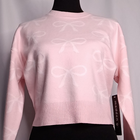 Madden Girl Pink 🩷 & White 🎀 Sweater - Picture 3 of 12